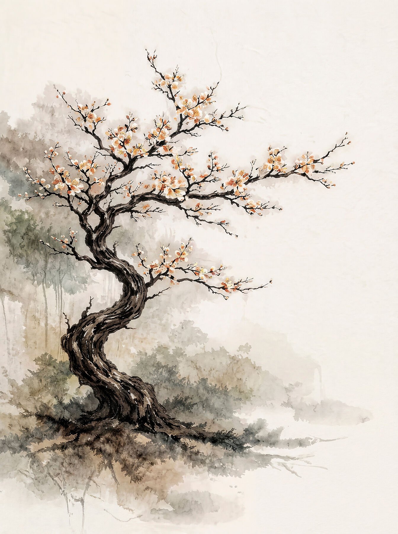 Prunus Mume — impresión giclée fine art, colección Bonsai, Umbra Studio