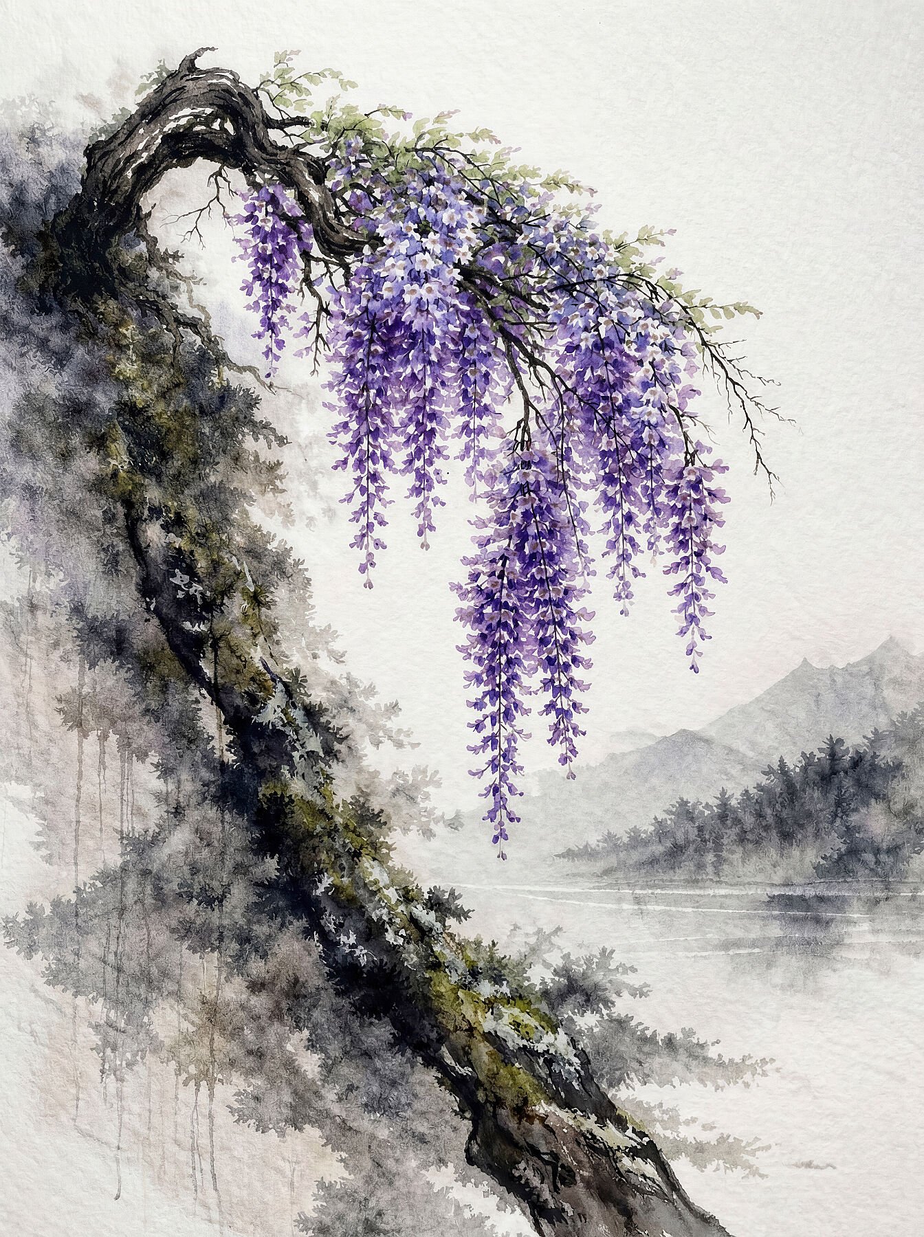 Wisteria Sinensis — impresión giclée fine art, colección Bonsai, Umbra Studio