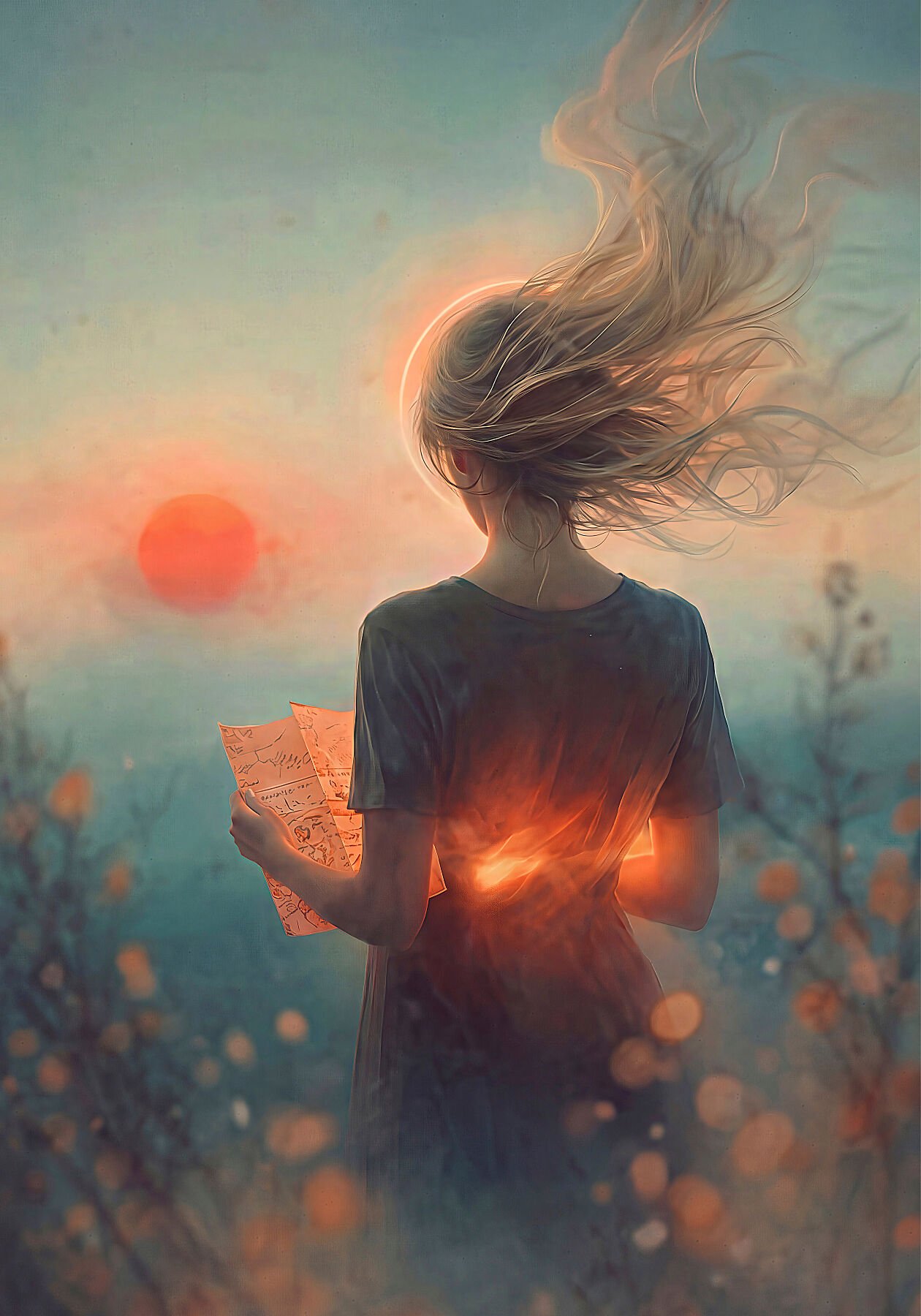 La Cartógrafa del Viento — Impresión Giclée Fine Art | Umbra Studio