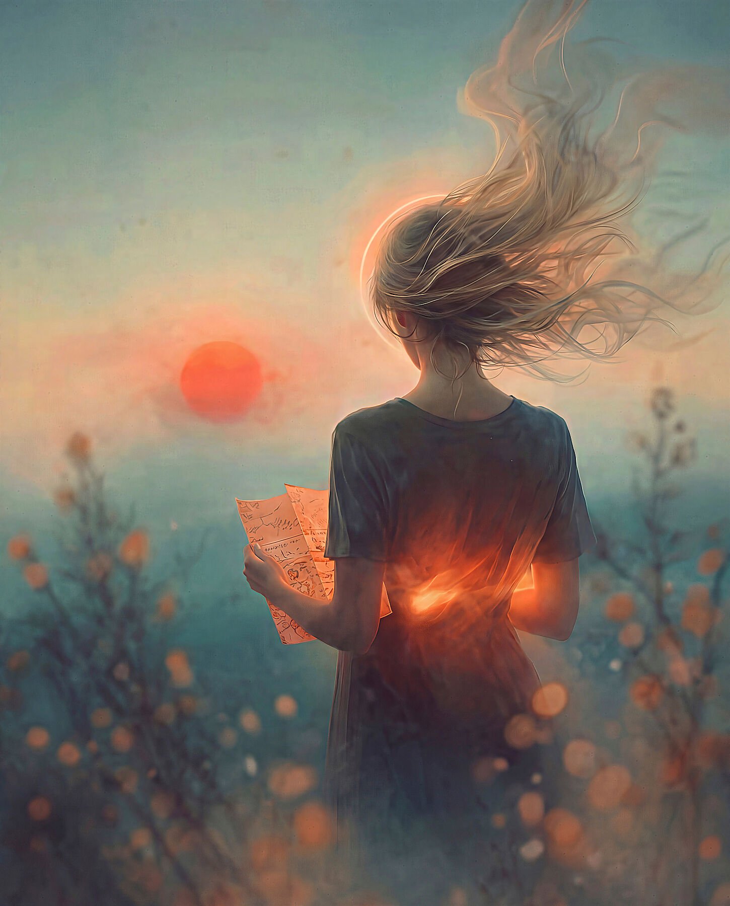 La Cartógrafa del Viento — Impresión Giclée Fine Art | Umbra Studio