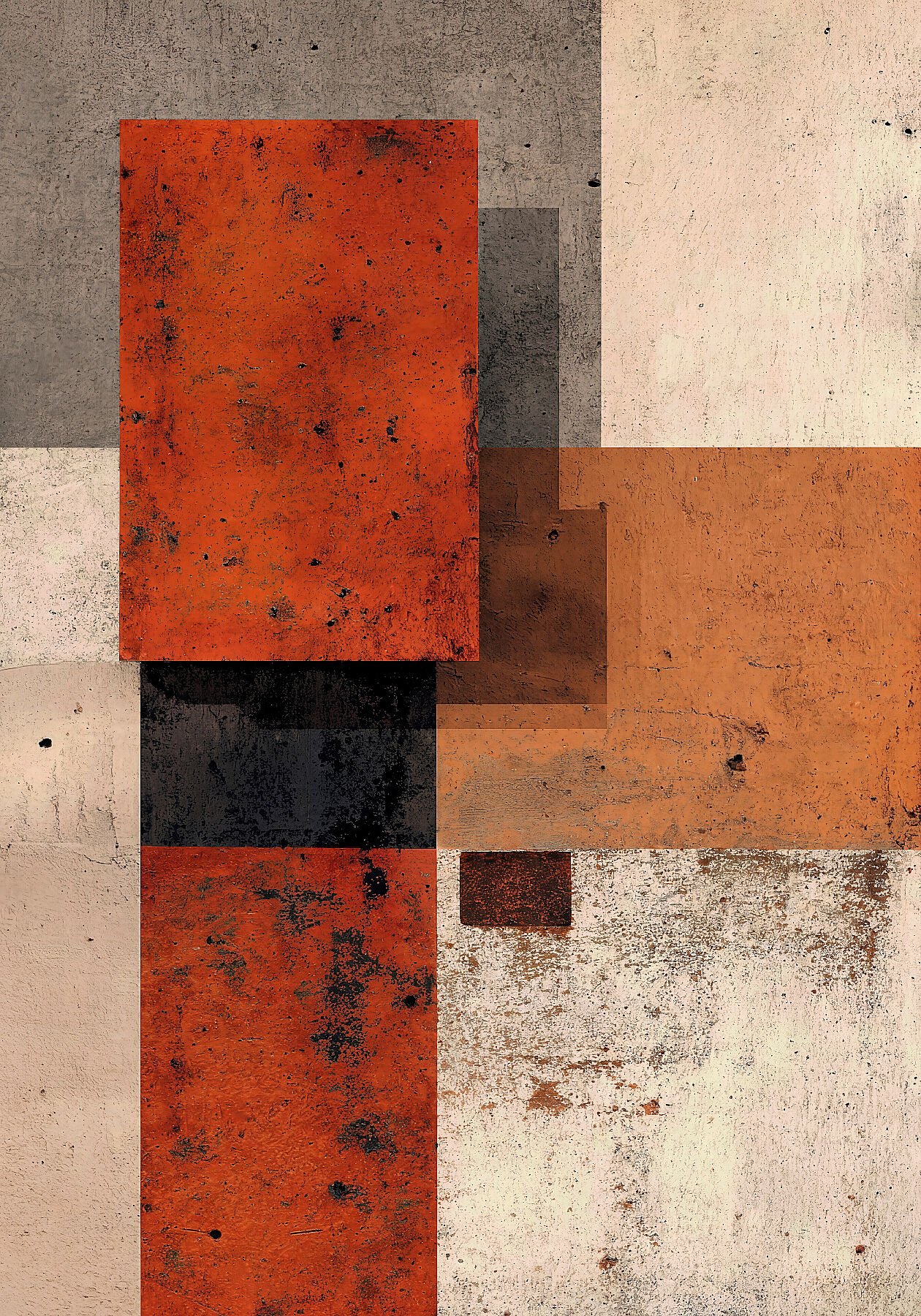 Arte abstracto geométrico en terracota y siena. Un plano que divide y define. Colección STOA, edición de 9. Giclée fine art Umbra Studio.